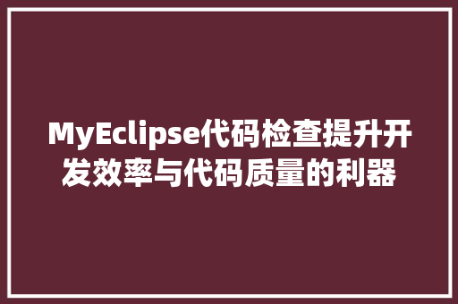 MyEclipse代码检查提升开发效率与代码质量的利器