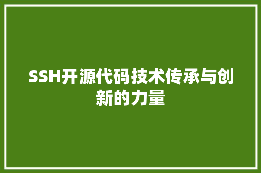 SSH开源代码技术传承与创新的力量