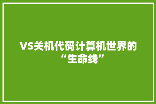 VS关机代码计算机世界的“生命线”