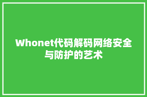 Whonet代码解码网络安全与防护的艺术  第1张