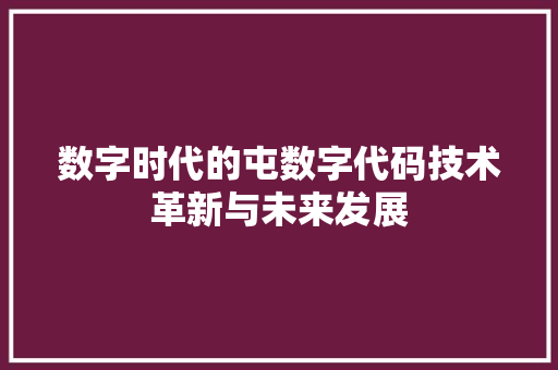 数字时代的屯数字代码技术革新与未来发展