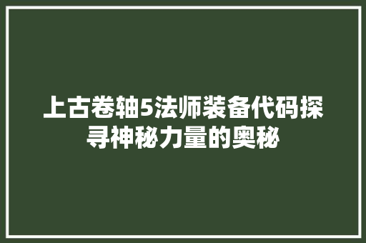 上古卷轴5法师装备代码探寻神秘力量的奥秘