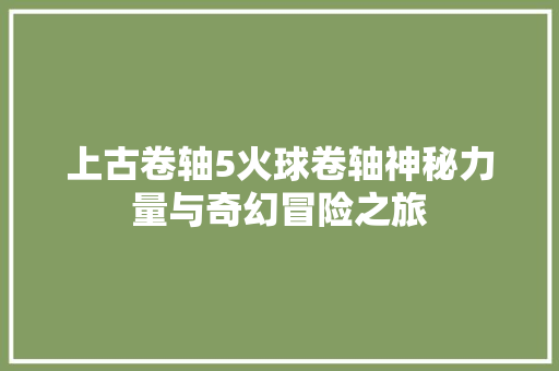 上古卷轴5火球卷轴神秘力量与奇幻冒险之旅