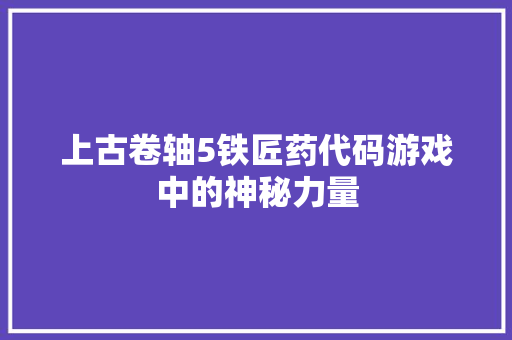 上古卷轴5铁匠药代码游戏中的神秘力量