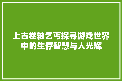上古卷轴乞丐探寻游戏世界中的生存智慧与人光辉