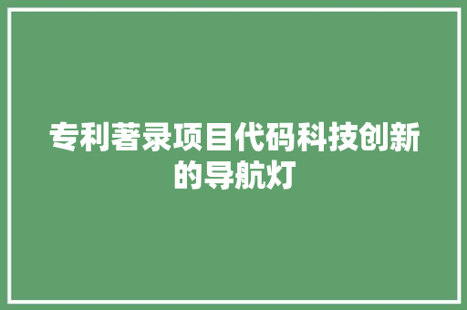 专利著录项目代码科技创新的导航灯