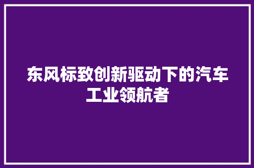 东风标致创新驱动下的汽车工业领航者