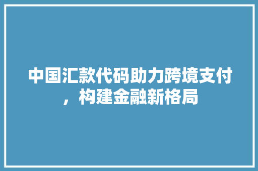 中国汇款代码助力跨境支付，构建金融新格局
