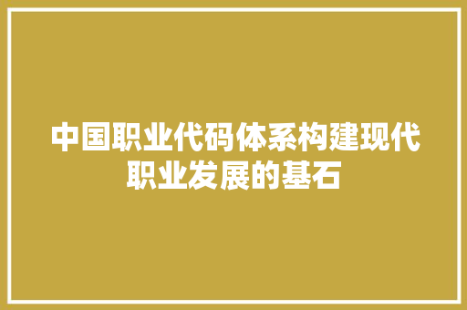 中国职业代码体系构建现代职业发展的基石