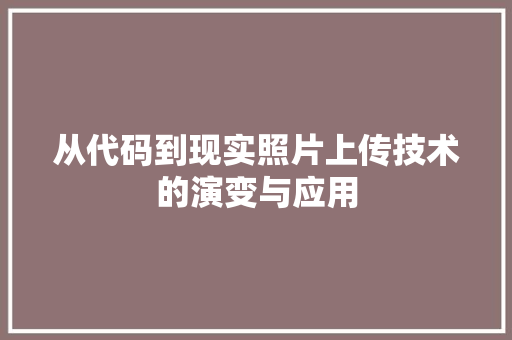 从代码到现实照片上传技术的演变与应用