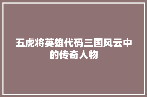 五虎将英雄代码三国风云中的传奇人物