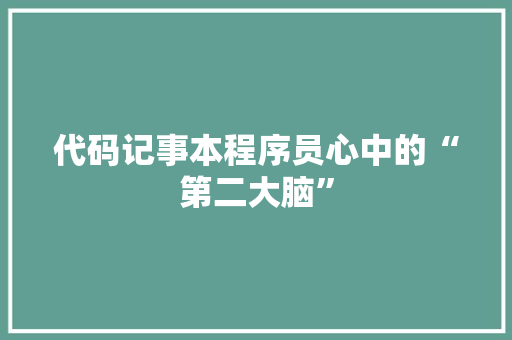 代码记事本程序员心中的“第二大脑”