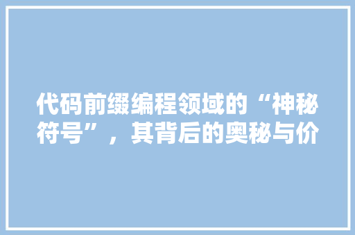 代码前缀编程领域的“神秘符号”，其背后的奥秘与价值