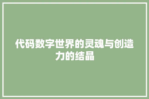 代码数字世界的灵魂与创造力的结晶