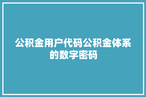 公积金用户代码公积金体系的数字密码
