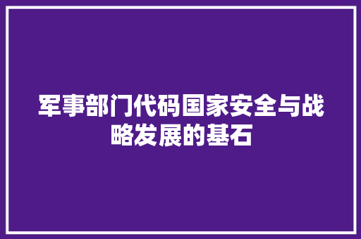 军事部门代码国家安全与战略发展的基石