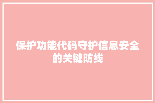 保护功能代码守护信息安全的关键防线