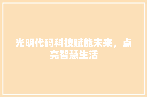 光明代码科技赋能未来，点亮智慧生活