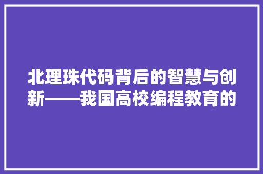 北理珠代码背后的智慧与创新——我国高校编程教育的卓越方法  第1张