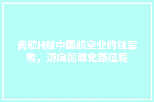 南航H股中国航空业的领军者，迈向国际化新征程