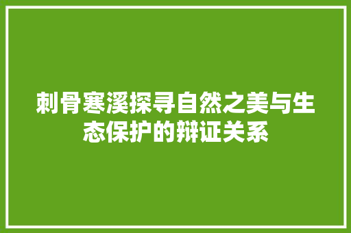 刺骨寒溪探寻自然之美与生态保护的辩证关系