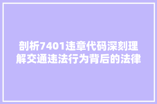 剖析7401违章代码深刻理解交通违法行为背后的法律与伦理