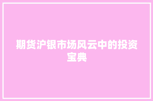 期货沪银市场风云中的投资宝典