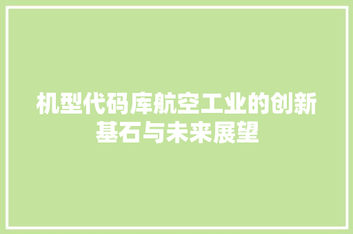 机型代码库航空工业的创新基石与未来展望