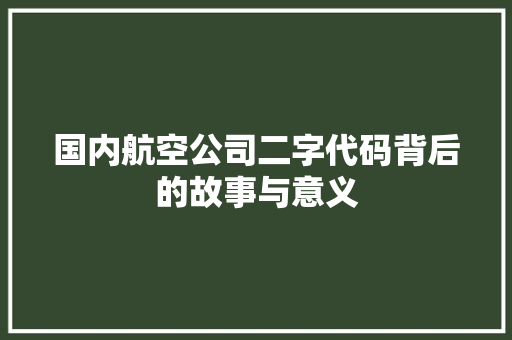 国内航空公司二字代码背后的故事与意义