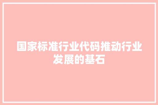 国家标准行业代码推动行业发展的基石