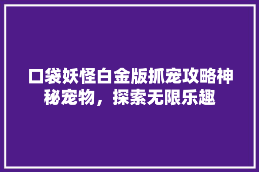 口袋妖怪白金版抓宠攻略神秘宠物，探索无限乐趣