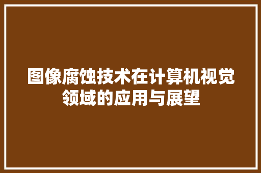 图像腐蚀技术在计算机视觉领域的应用与展望