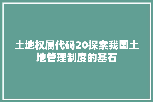 土地权属代码20探索我国土地管理制度的基石