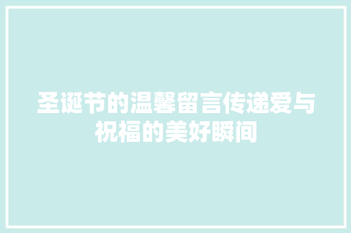 圣诞节的温馨留言传递爱与祝福的美好瞬间