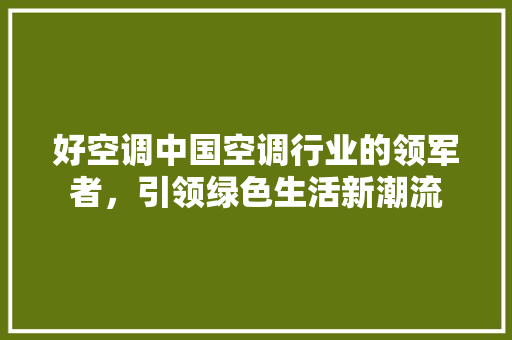 好空调中国空调行业的领军者，引领绿色生活新潮流  第1张