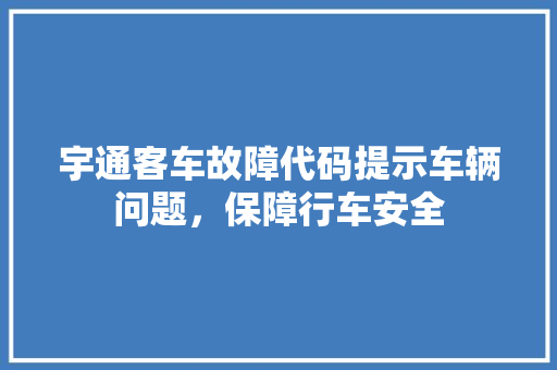 宇通客车故障代码提示车辆问题，保障行车安全