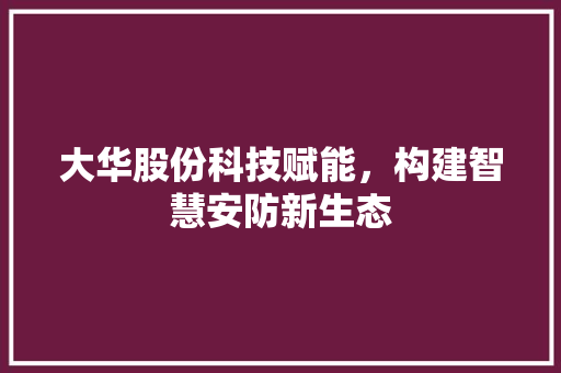 大华股份科技赋能，构建智慧安防新生态