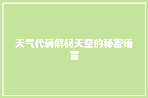 天气代码解码天空的秘密语言