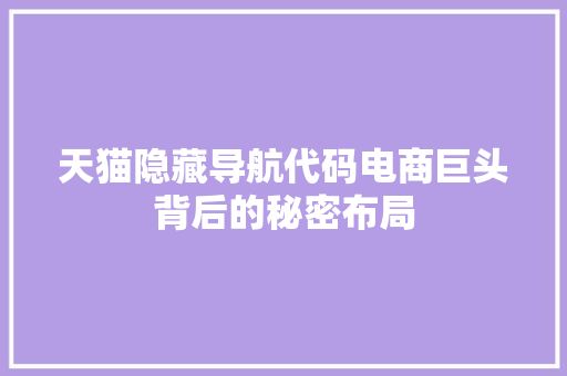 天猫隐藏导航代码电商巨头背后的秘密布局