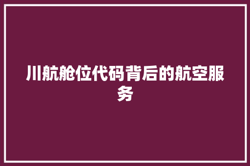 川航舱位代码背后的航空服务