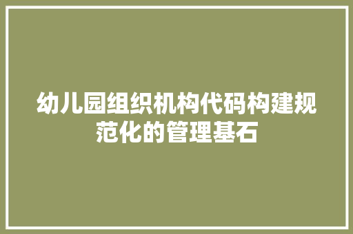 幼儿园组织机构代码构建规范化的管理基石