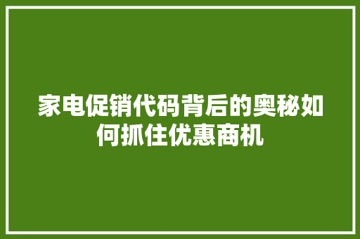 家电促销代码背后的奥秘如何抓住优惠商机