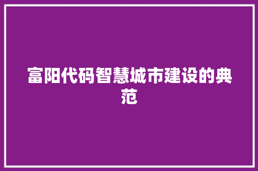 富阳代码智慧城市建设的典范