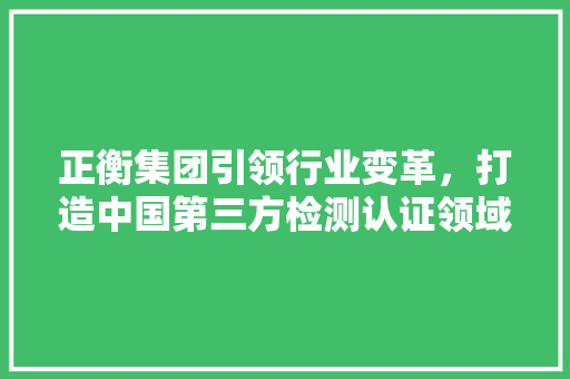 正衡集团引领行业变革，打造中国第三方检测认证领域的领军企业