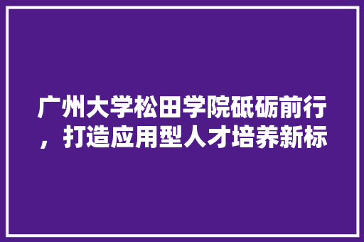 广州大学松田学院砥砺前行，打造应用型人才培养新标杆