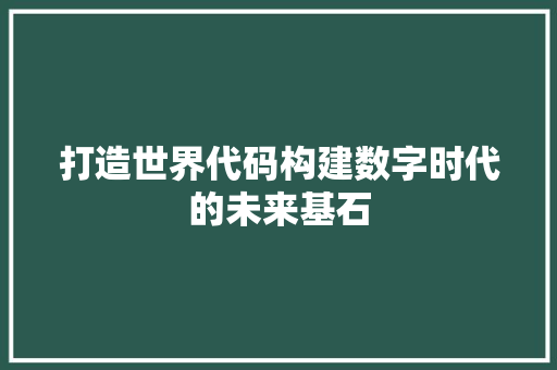 打造世界代码构建数字时代的未来基石  第1张