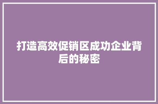 打造高效促销区成功企业背后的秘密