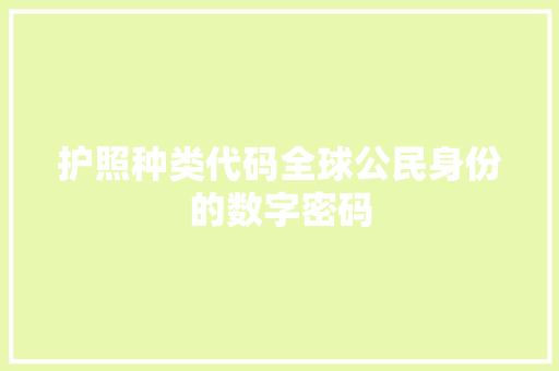 护照种类代码全球公民身份的数字密码