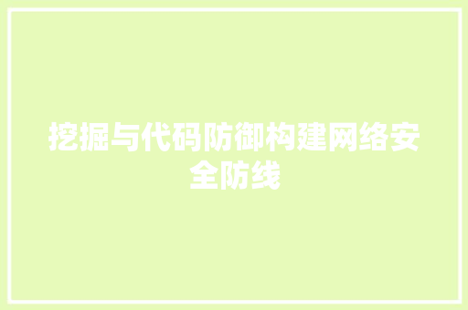 挖掘与代码防御构建网络安全防线