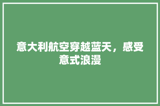 意大利航空穿越蓝天，感受意式浪漫
